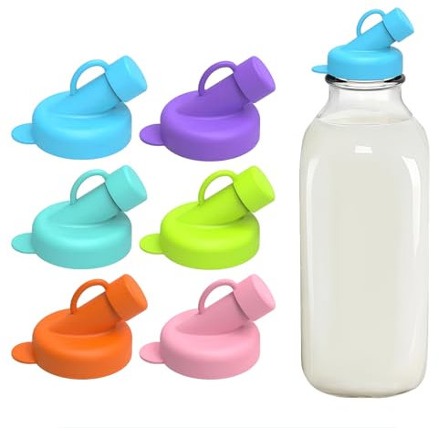 Yamobi 6 Stück Silicone Milk Bottle Dispenser Caps,Wiederverwendbare Deckel Für Milchflaschen, Milchflaschen Spenderkappen,Ausgießdeckel Für Teegetränkebehälter