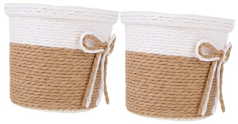 WEKADRIN Pot De Fleurs Tissé en Papier 2 Pièces Jardin D'intérieur Compact 10,5x9 Cm Conteneur De Plantes Vertes Léger Et Pratique Décoration Naturelle Et Fonctionnelle