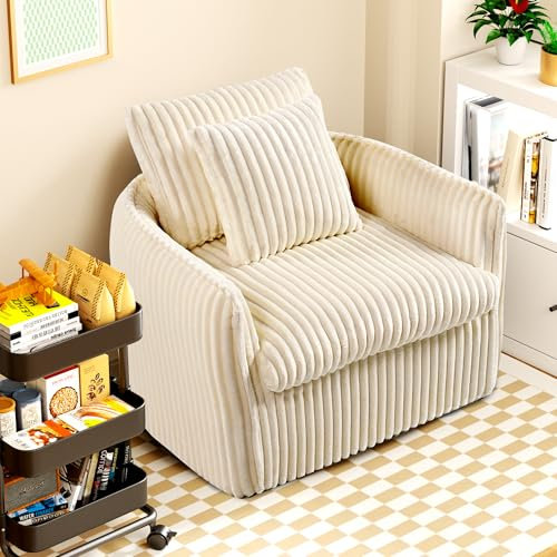 okwish Sitzsack Sofa Relaxsessel, mit Rückenkissen, Beige, Flanell Stoff, Abnehmbare Sitzkissen und Rückenkissen, Wohnzimmer, Lounge, Schlafzimmer, Büro