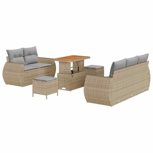 vidaXL Gartensofa-Set 8 STK. 5-Sitzanzahl Beige und Hellgrau