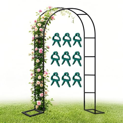 Arco da giardino in metallo per piante rampicanti, antiruggine, supporto per pergola per matrimoni e decorazioni per esterni, traliccio di glicine rosa, 260 cm x 250 cm