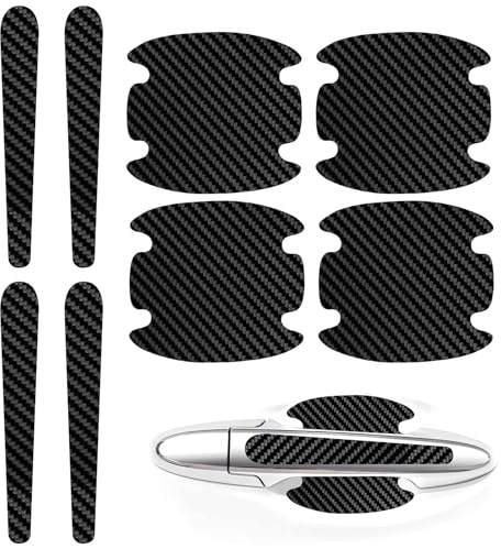8pcs Car Door Handle Protectors - Anti-Scratch Carbon Fiber Car Handle Protector Stickers - Universal Black Sticker Protector for Vehicle Door Handles & Paint Guard