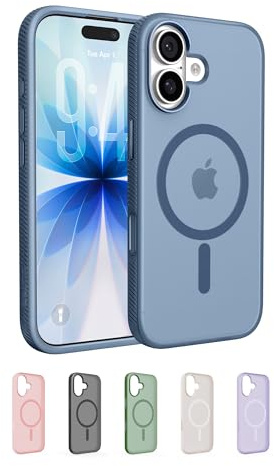 Belkin SheerForce Grip MagSafe Compatible iPhone 17 Case with Slim Design & Anti-Slip Side Lines - Magnetic, Transparent, & Shockproof Protective iPhone Case - Blue