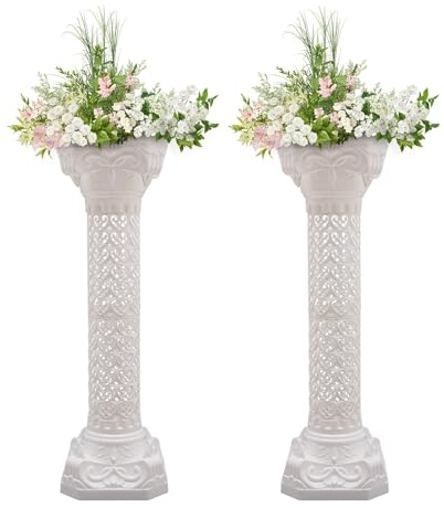 Mahugde 2Pcs Wedding Roman Column Elegant Roman Pillars Stand, Flower Pot Columns Stand Pedestal Tall Wedding Centerpiece Stand for Wedding Party Celebration Decor