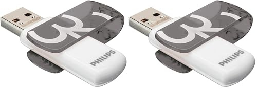 Philips Vivid Édition High Speed clé USB 2.0 32 Go avec Capuchon pivotant pour PC, Ordinateur Portable, Stockage de données informatiques, Vitesse de Lecture jusqu'à 23 Mo/s (Lot de 2)