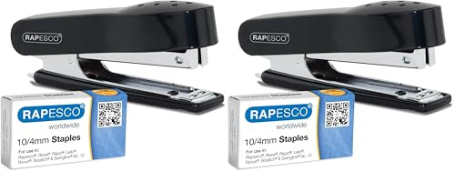 Rapesco 1573 Nr. 10 Mini Hefter & 1000 Heftklammern 10/4mm, Schwarz (Packung mit 2)