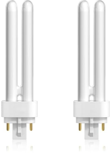 Solbrezeni 13W Gx24q-1 4 Pin Light Bulbs, G24q Compact Energy Saving Light Bulbs, Warm White 2700k, 850lm, 2U Double Tube Bathroom Light Bulb, Suitable for Corridor, Bathroom, Bedroom, 2 Pack