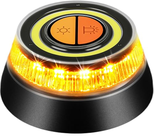 Sorlpv Warnleuchte V16, 360° Rundum-LED Orange/Gelb Notlicht Magnetische Installation, 1 km Hoher Sichtweite, Wasserdicht und Stoßfest Pannen-Warnleuchte für Auto, Motorrad, Wohnmobil & LKW