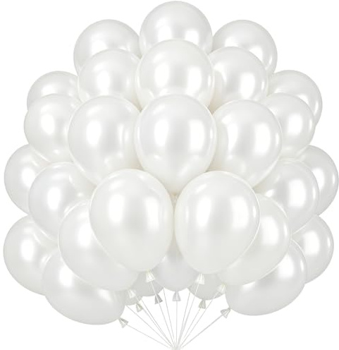 Luftballons Perlenweiß, 100er Pack 10 Zoll Perlweiß Latex Ballons, Weiß Helium Luftballon, Perlen Weiß Girlande Party Ballons Set für Babyparty Hochzeit Valentinstags Geburtstags Party Deko