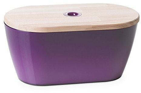 Omada Design breadbox or Container for Bread, 13.38 x 7.48 x 6.69 inch with 211.17 fl oz Capacity and lid for Cutting Board, Suitable for Preserving The Freshness of Food and Space-Saving, Woody Line