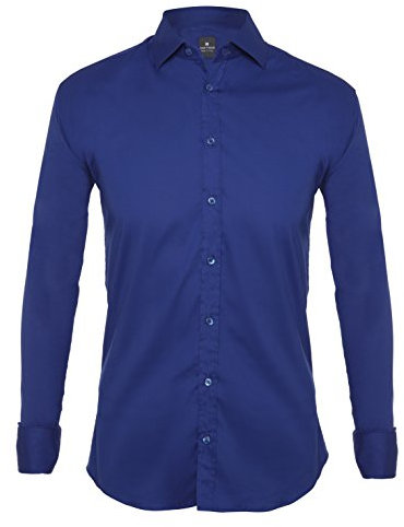 Camicia Uomo Elegante Tinta Unita Regular Camicie da Uomo in Cotone Manica Lunga, Camicia Uomo con Bottoni, Camicia Artigianale Sartoria Napoletana (Blu Cobalto 42)