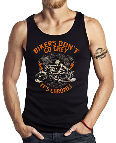 Gasoline Bandit Hot-Rod Biker Racer Tank-Top: Bikers Don't Go Grey-S