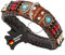MICHUR Carlota Halsband Indianer, Hundehalsband Leder Braun, Lederhalsband Hund, Halsband, MIT TÜRKISEN Steinen, in verschiedenen Größen erhältlich