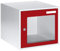 eurokraft | Basic | Schließfachwürfel | HxBxT 350 x 400 x 450 mm | Sichtfenstertür | lichtgrau/feuerrot