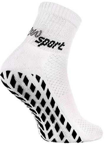 Rainbow Socks - Damen Herren Neon Sneaker Sport Stoppersocken - 1 Paar - Weiß + Schwarz ABS - Größen 39-41