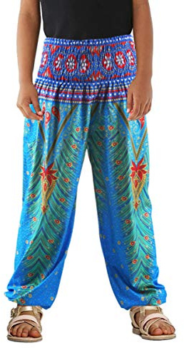 TENMET Little Girls Yoga Trousers Bohemian Beach Pants Baggy Harem Activewear for Girls Age 3-10
