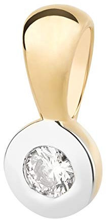 Ardeo Aurum Damen Anhänger aus 585 Gold bicolor Gelbgold Weißgold mit 0,07 ct Diamant Brillant Solitär Zargenfassung
