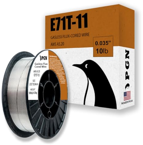 PGN Flux Core Welding Wire - E71T-11 .035 Inch, 10 Pound Spool - Gasless Mild Steel Welding Wire with Low Splatter - for All Position Arc Welding