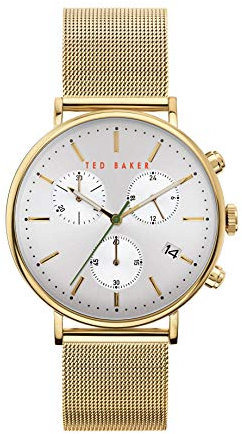 Ted Baker Herren-Armbanduhr MIMOSAA Edelstahl Quarz, Gold/Silber/Gold, One Size, 41mm Mimosaa Chronograph Uhr