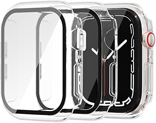Miimall [2 Pezzi]Custodia Compatibile Con Apple Watch Series 4/Series 3/Series 2/Series 1 38mm, [Completa Copertura] PC Case +Protezione Schermo In Vetro Temperato Per iWatch Series 3/2/1 38mm Clear