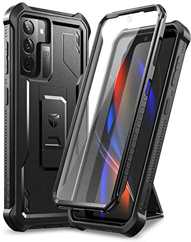 Dexnor Hülle Kompatibel mit Samsung Galaxy S21 5G 6,2 mit eingebautem Displayschutz Militärschutz Rüstung Hochleistungs-Vorder- und Rückseite 360 Ganzkörper-Stoßdämpfer-Schutzhülle - Schwarz