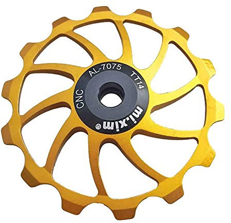 T TOOYFUL Fahrrad Umwerfer Schaltröllchen Fahrrad Schaltwerk Riemenscheibe 14T Aluminium CNC für Mountainbike oder Rennrad, Ultraleicht und robust - Goldene