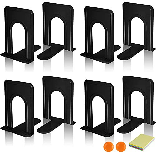 DIFIT Serre Livre, Presse Livre en Métal, 4 Paire Cale Livre, Bloc Livre pour Étagère, Serre Livres pour Livres Lourds, Serre-Livres pour Bureau/Famille, Noir Serre-Livre, bookends 12.6x14.8x17cm