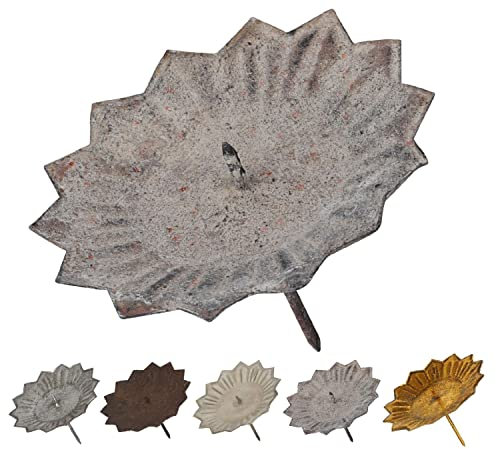 NETPROSHOP Antik Kerzenteller zum Stecken aus Metall D11xH8cm Auswahl, Farbe:Eisen Antik