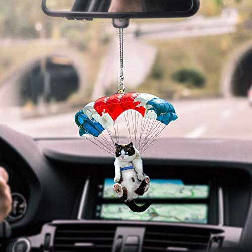 Surakey Auto-Rückspiegel-Ornamente, niedlich, kreativ, Katze mit Buntem Ballon, Innendekoration, Auto-Zubehör, Anhänger für Rückspiegel, Auto, zum Aufhängen, Ornament