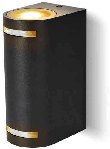 Aigostar Aplique Pared Interior/Exterior,GU10 Antracita Aluminio Up Down Lámpara Exterior Pared,Impermeable Luz Interior y Exterior Iluminación para Patio,Jardín,Balcón,Dormitorio,Salon,Pasillos.