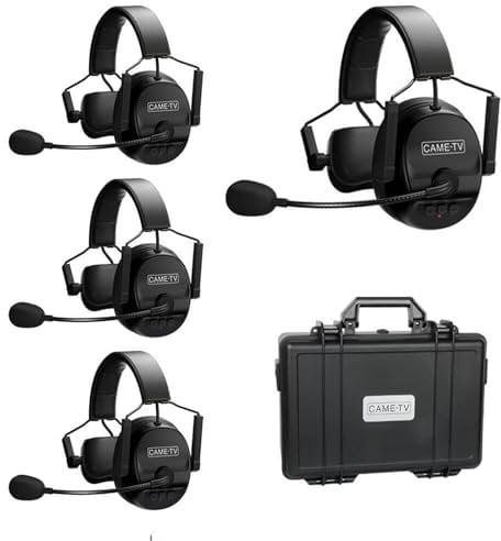 Came-TV 4er-Pack Kuminik8 1.9GHz drahtloses Intercom-Headset, Vollduplex-Intercom-Kommunikationssystem, 450m Lange Entfernung mit Rauschunterdrückung & Null Latenz für Kirche Film Produktion Drohne
