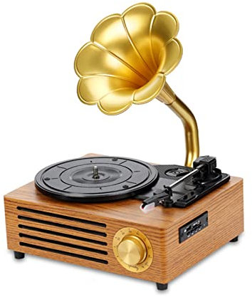ZXNQ Tourne-Disque Vinyle, 3 Vitesses 33/45/78 TR/Min Bluetooth Vintage Phonograph Nostalgic Gramophone, Support de Stylet ​7/10/12 Pouce