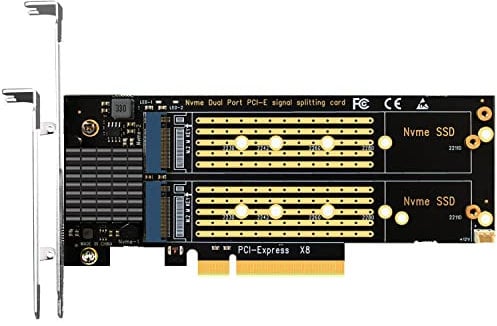 GLOTRENDS PA21 2 Ports M.2 NVMe zu PCIe 4.0 X8 Adapter ohne PCIe Bifurcation Funktion, unterstützt 22110/2280/2260/2242/2230 Größe