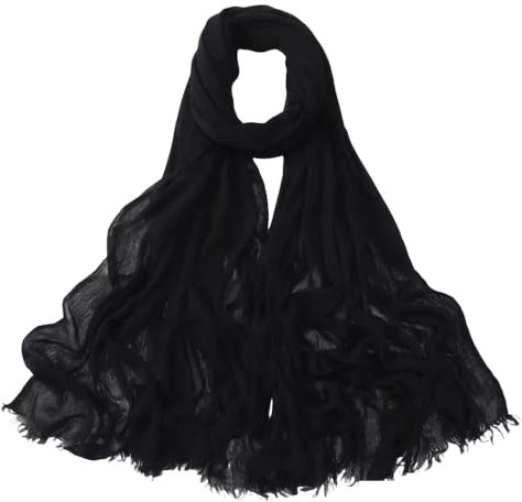 Rayon Vogue Collection Crinkle Crimp Hijab Maxi-Schal, Kopftuch, Rüschen, Schwarz , One size