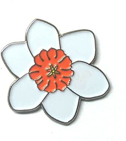 GBJUK Pin's en forme de jonquille blanche avec fermoir papillon
