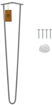 MoriaDesign Möbelfüße Hairpin Leg aus Metall - 1 Stück - 80 cm - Grau - Höhenverstellbar - Tischbeine für Schrank, Hocker, Nachttisch, Couchtisch - Robust industrielles Design