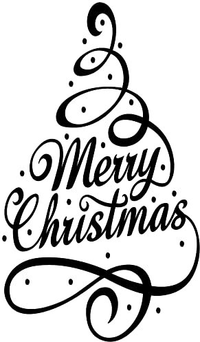 Merry Christmas Tree Quote Wine Bottle Vinyl Decal Sticker for Car/Window/Wall (Black Gloss)