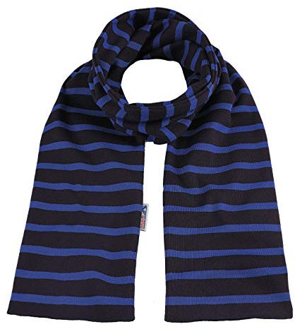 modAS Unisex Bretonischer Schal mit Streifen und uni verschieden Farben - Herrenschal Damenschal Kinderschal 13x120 cm in Blau-Royal