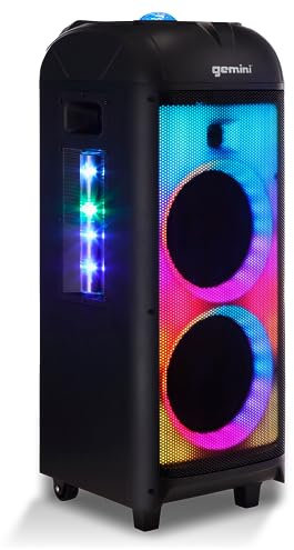 GPLT-360 Portable 1000 Watt Wireless Self Battery Powered Loud Bluetooth Party Tower Speaker Box with 360° of Sound and 360° of Beat Synced Light