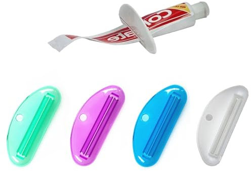 Zahnpastatubenquetscher 4 Stück Zahnpasta-Quetscher Spender, Kunststoff-Zahnpasta-Clips, Tubenquetscher (transparente Farbe)