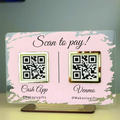 PAHDECOR Letrero comercial personalizado Multi QR y CashApp/PayPal - Escanea y paga - Pop Up Shop