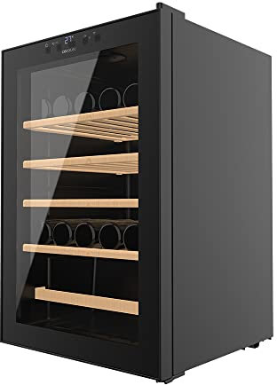 Cecotec Vinoteca 48 Botellas Bolero GrandSommelier 48000 Black. 128 Litros, Temperatura Regulable, Sistema Compresor de Enfriamiento, Panel de Control Táctil, Silenciosa, Luz LED interior