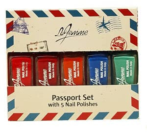 (𝟓 𝐏𝐜𝐬 𝐒𝐞𝐭) Nail Polish 6ml Mini Nail Polish Christmas Party Bag Filler Long Lasting Luxury Shiny Nail Polish Kit (Passport)