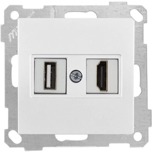 Mutlusan Candela HDMI & USB Dose/Steckdose/Anschlussdose · Weiß · Unterputz/UP/Einbau/Wandeinbau