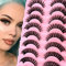 10 Paare 3D Künstliche Wimpern Russische Falsche Wimpern Natürlicher Look, Curly Cat Eye Lashes D Curl Falsche Wimpern mit Natürlichem Wispy-Volumen Katzenauge Wimpern(22)