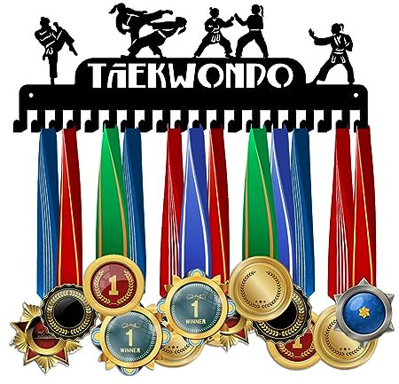 PH PandaHall Taekwondo Medaglie Appendiabiti Espositore 20 Ganci Porta Medaglie Rack Appendiabiti Montaggio A Parete Scaffale Trofei Scaffale Premi Appendiabiti per Nastro Premio Oltre 50 Medaglie