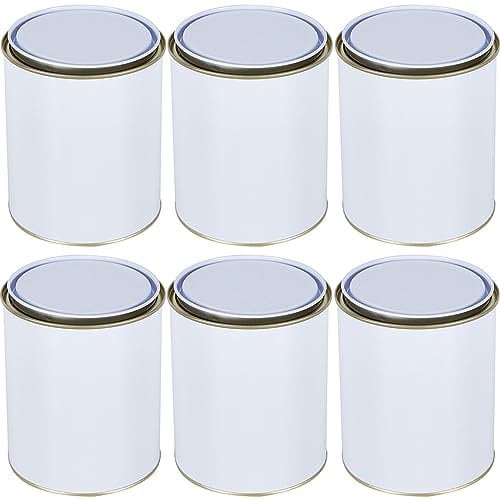 Generic 6pcs White Premium-Grade Metal Paint Storage Container with Lid, 500ml, Multipurpose Paint Cans for DIY Projects and Arts & Crafts