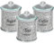 BML Diamond Crushed Tea Coffee Sugar Canisters Jars Kitchen Sparkle Kitchenware Storage Silver Trimmings Crystal Modern Containers Filled Black Writing