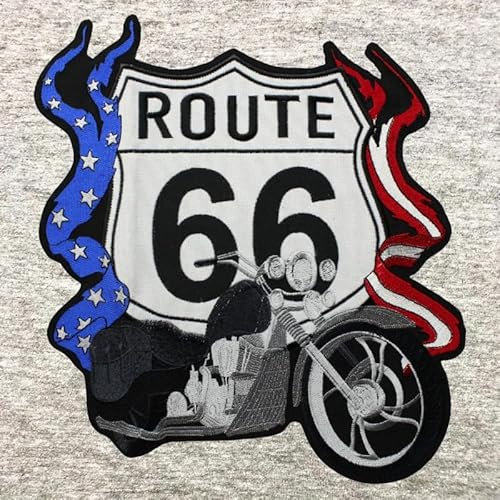 Toppa ricamata Route 66 con moto