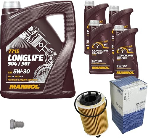 Inspektionspaket 9L MANNOL 5W-30 für A4 Allroad Avant A6 Avant Altea XL Q5 | Motoröl MANNOL Longlife 504/507 5W-30 Ölfilter Ablassschraube